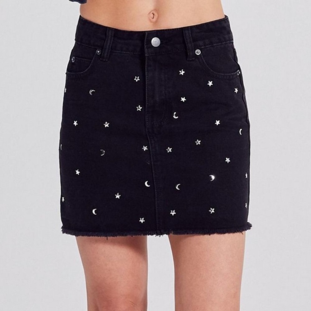 Adam Levine Black Denim Moon and Stars Skirt